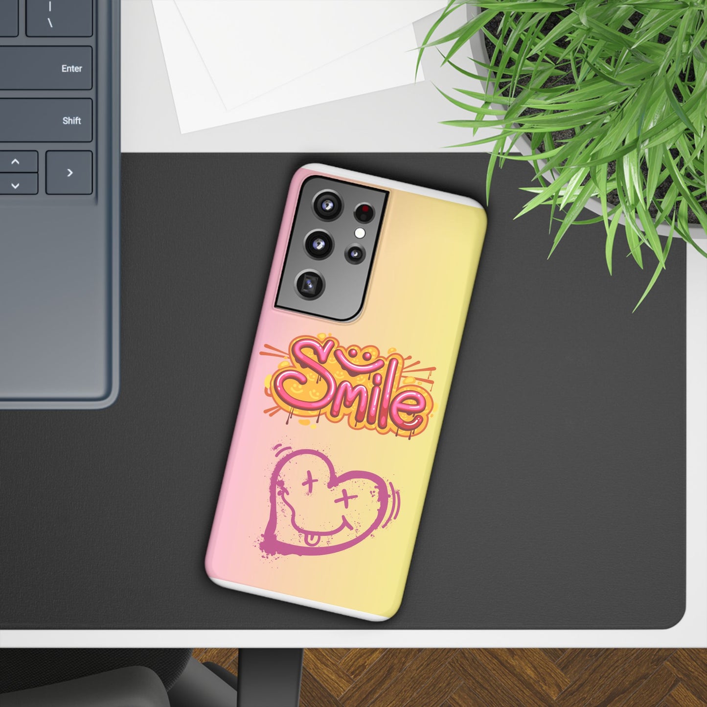 Phone Case with Smile Inscription