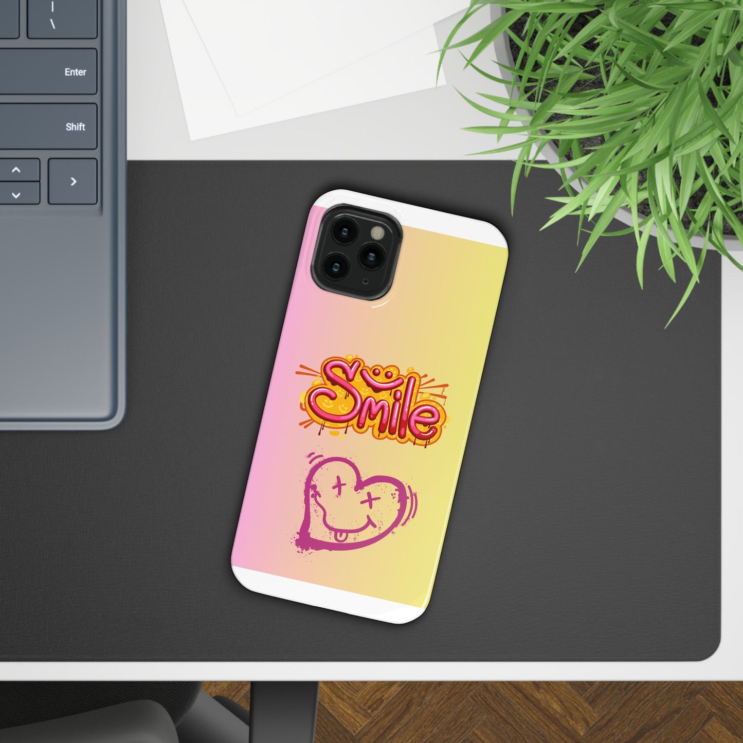 Phone Case with Smile Inscription